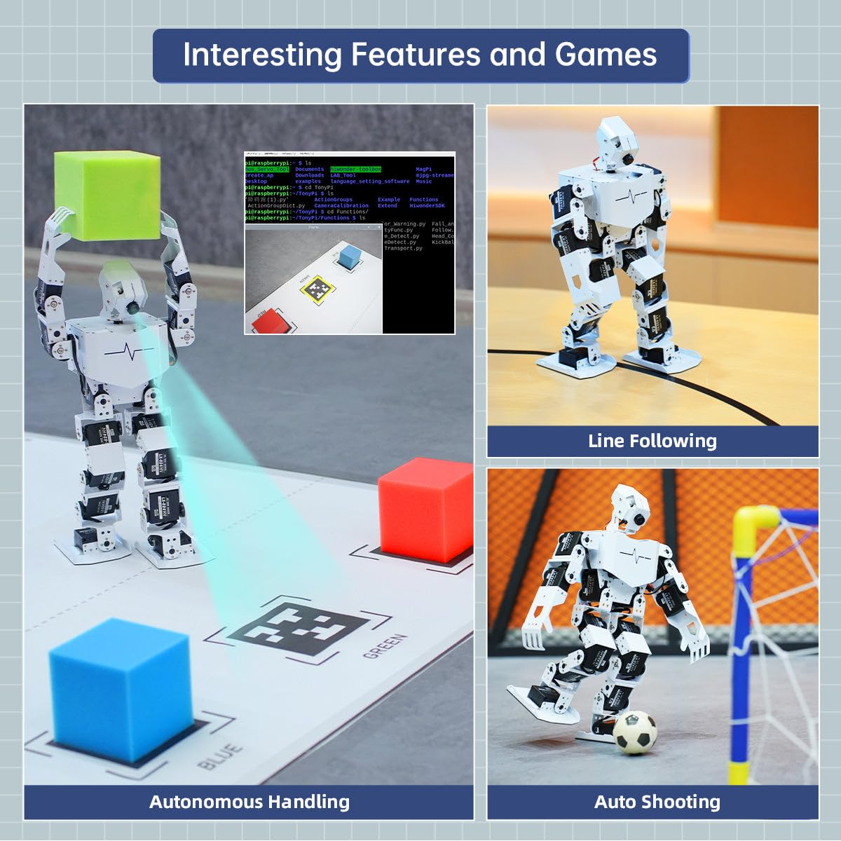 HIWONDER Humanoid Robot with ChatGPT AI Large Model Voice Control AI Vision Scene Understanding Raspberry Pi Robot Kit Python Programming for Teens Adults, TonyPi Standard Kit & RPi 5 2GB