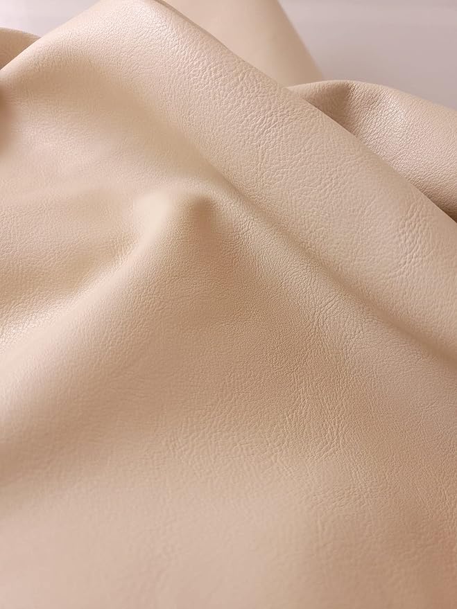 Bone Offwhite Soft Faux Vegan PU Leather by The Yard Synthetic Pleather 0.9 mm