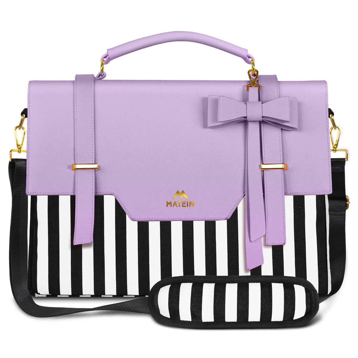 MATEIN Laptop Tote Bag for Women, 15.6 inch Cute Computer Sleeve Case Briefcase with RFID Pocket for Nurse Teacher, Lightweight Messenger Carrying Shoulder Handbag, Sister Gift for Office Work, Purple