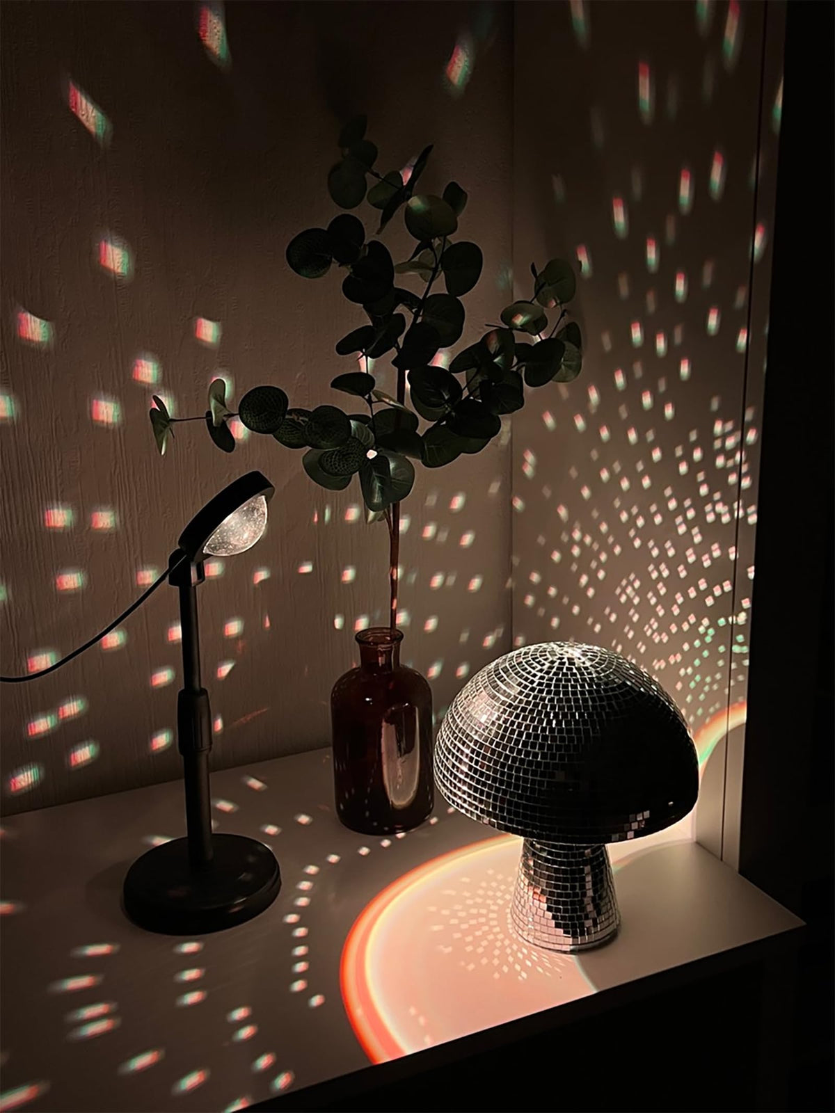 Yeehlmer Creative Mushroom Disco Ball for Party, Table Decor Mirror Retro Handmade Disco Ball Mushroom Shape Home Art Decorations,Bar Ornaments(Silver, S(5.9''))