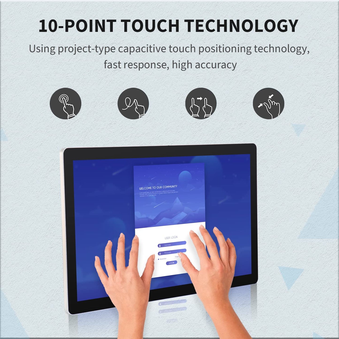 TouchWo 18.5 inch Android 11 Touchscreen Monitor Tablet, 16:9 FHD 1080P, WiFi & BT, Built-in Speakers, RK3568 2GB RAM & 32GB ROM, Smart Board for Classroom, Meeting & Game