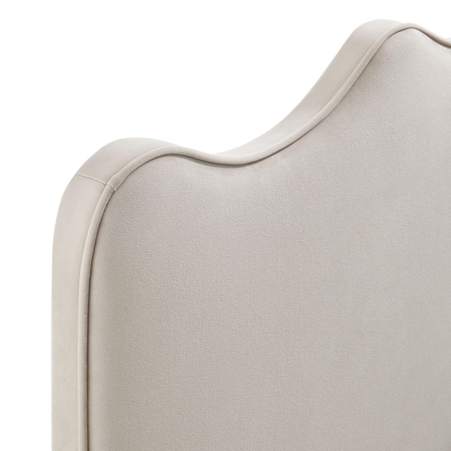 Monday Athena Twin Size Performance Velvet Adjustable Headboard in Almond - with Scalloped Wave Design and Stain-Resistant Velvet Upholstery