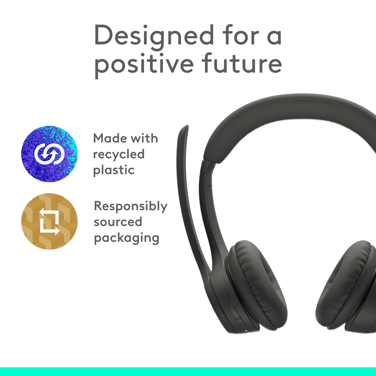 Logitech Zone 301 Wireless Bluetooth Headset with Noise-Canceling Microphone, Compatible with Windows, Mac, Chrome, Linux, iOS, iPadOS, Android – Graphite