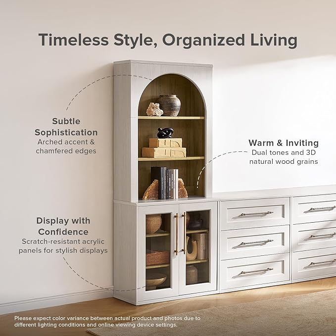 mopio Blake Tall Display Cabinet, Kitchen Buffet Pantry Cupboard, Trophy