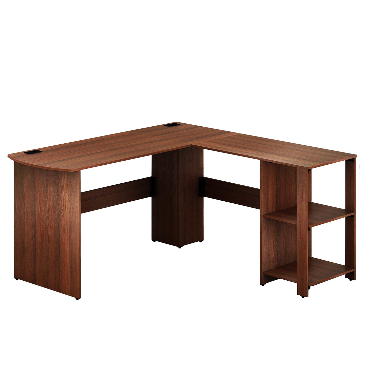 SHW 51 x 51 Inches L-Shaped Home Office Wood Corner Desk wtih Storage, Walnut
