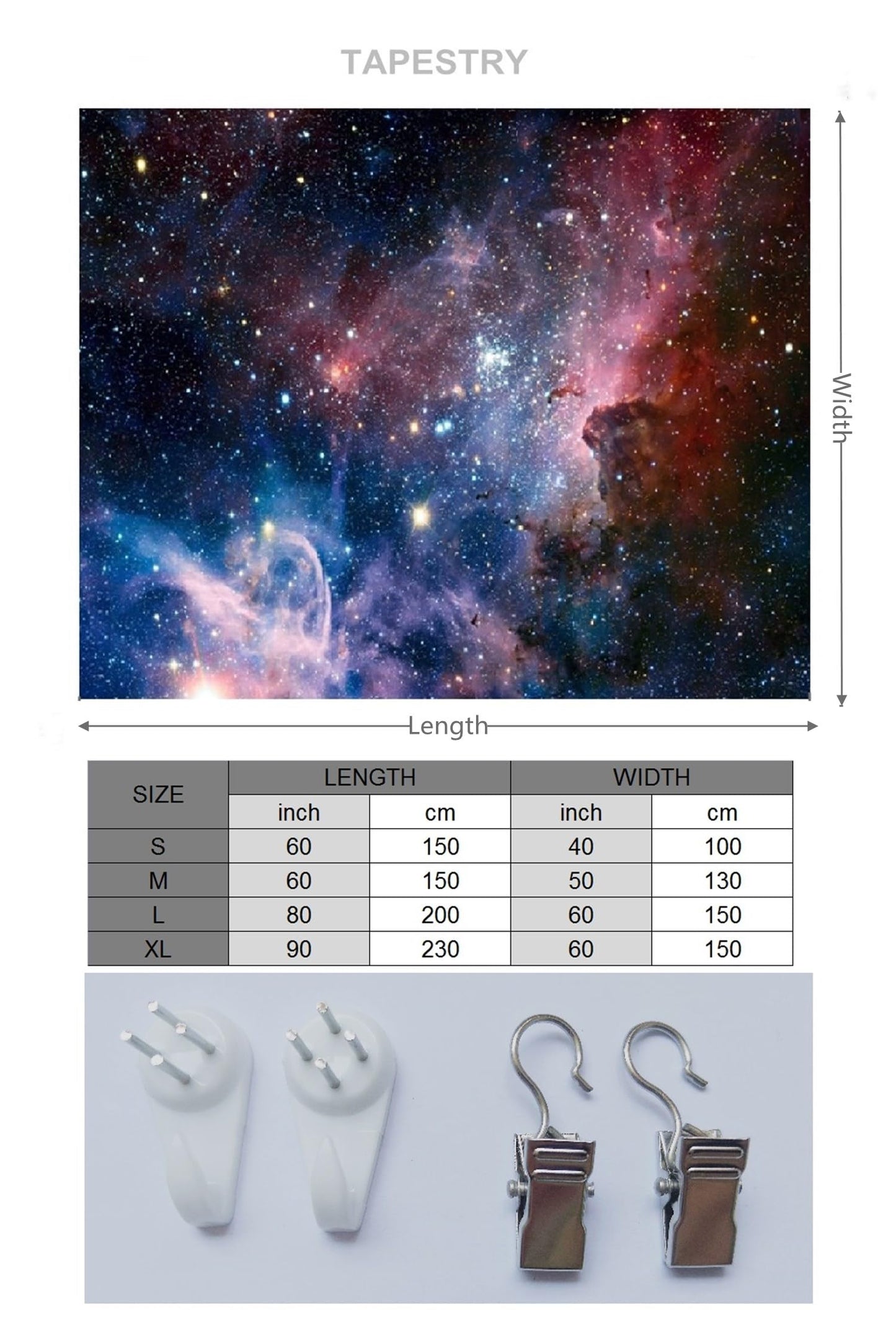 goodbath Large Tapstry, Space Universe Galaxy and Star in Outer Space Tapestries Wall Hangings for Living Room Bedroom Dorm, 90 x 60 Inch, Colorful