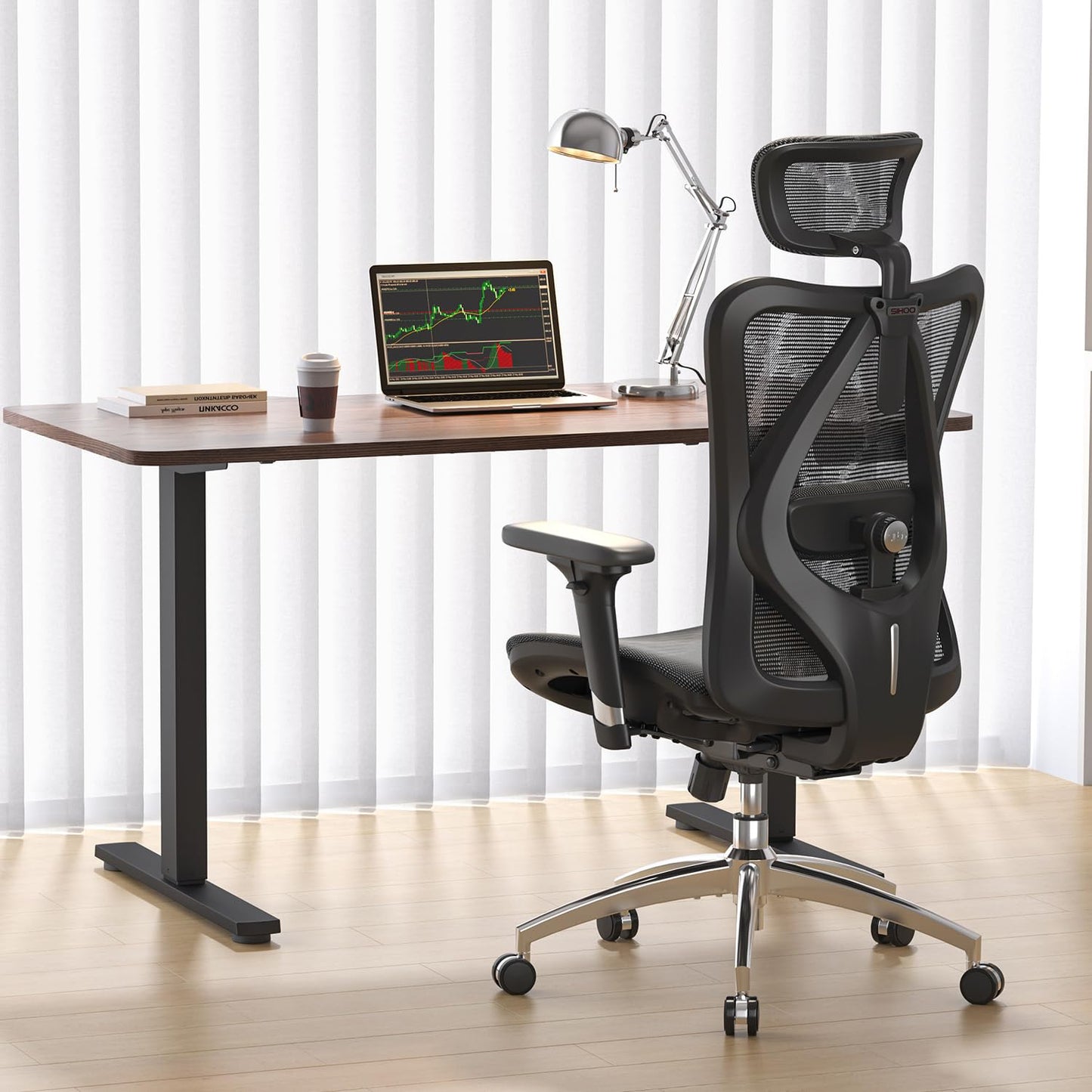 SIHOO M57 Ergonomic Mesh Office Chair, High Back Home Desk Chair with 3D Armrests, Lumbar Support and Adjustable Headrest, Comfortable Computer Chair, Big & Tall Office Chair Hold 330 LBS-Ebony