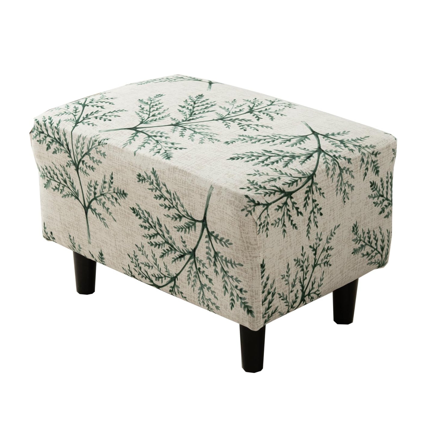 KRFOONN Ottoman Slipcovers Stretch Ottoman Cover Rectangular Footrest Sofa Slipcovers Stool Cover Printed Storage Footrest Stool Covers Furniture Protector with Non Slip Elastic Bottom (T2, X-Large)