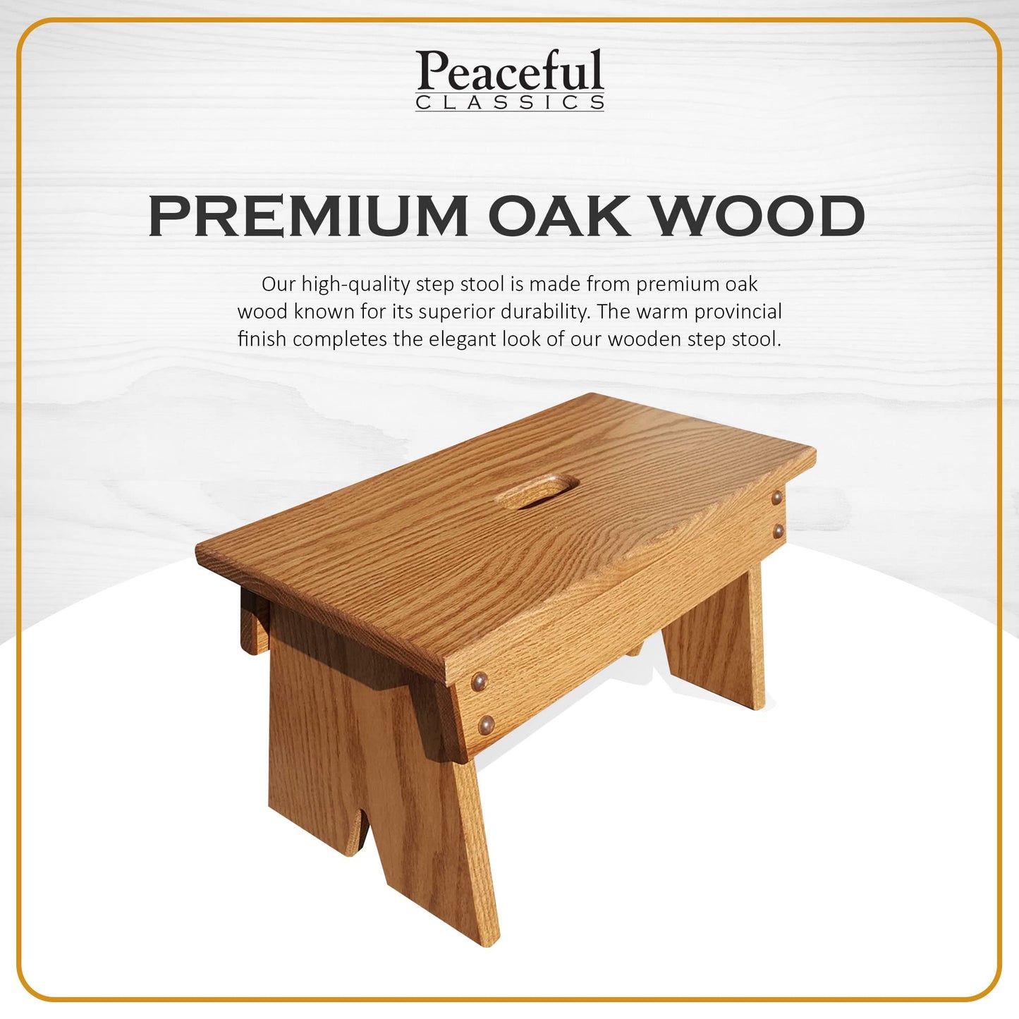 Peaceful Classics Step Stool - Amish Handmade Kids Step Stools - Bathroom, Bedroom, Living Room Or Kitchen Step Stool for Adults - Multipurpose Foot Stool Made of Solid Oak (9" High, Provincial)