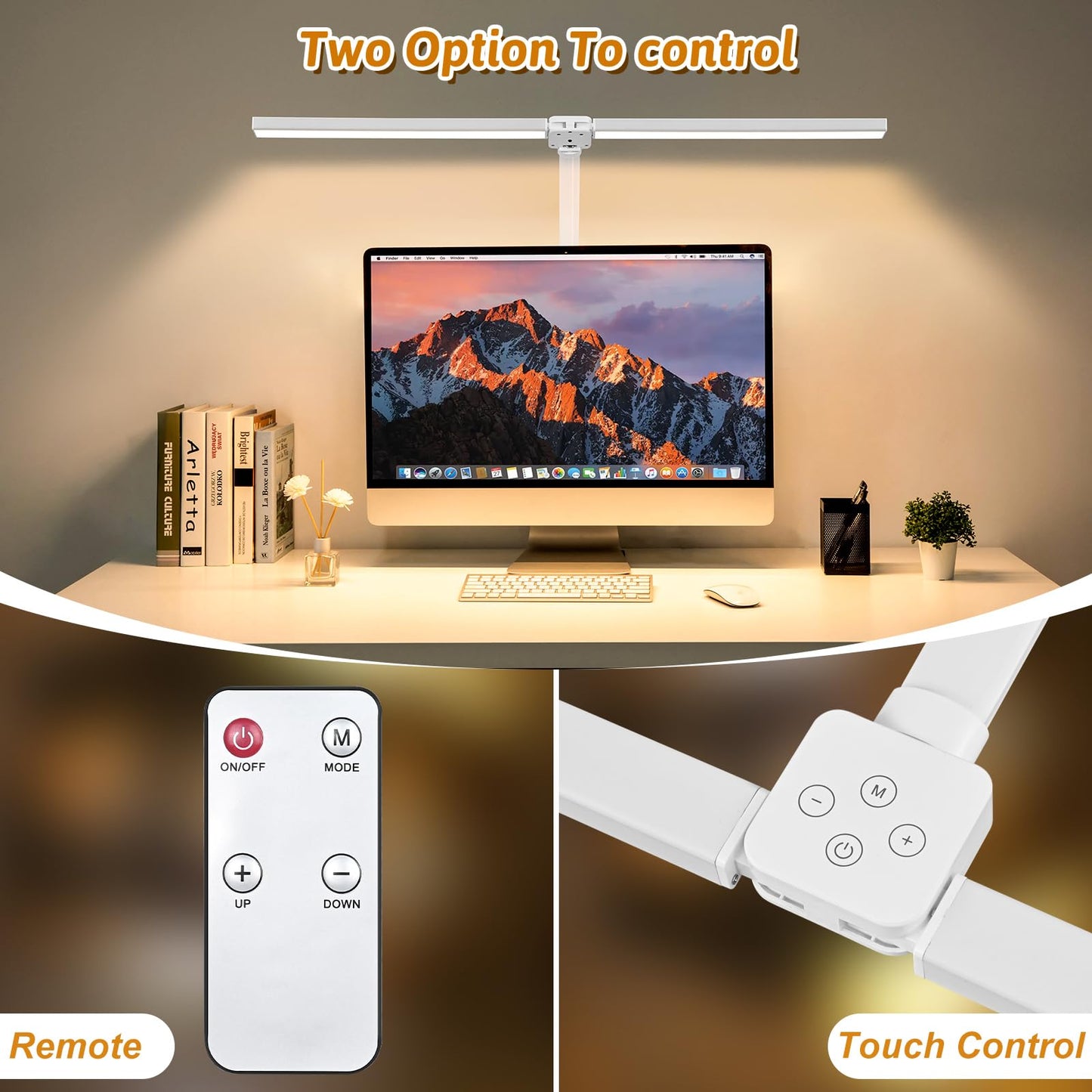 OptiLite Clamp-On LED Desk Light (White) – Adjustable Brightness Task Lamp with Flexible Arm, Touch Controls, and Sleek Modern Design for Home or Office Desks