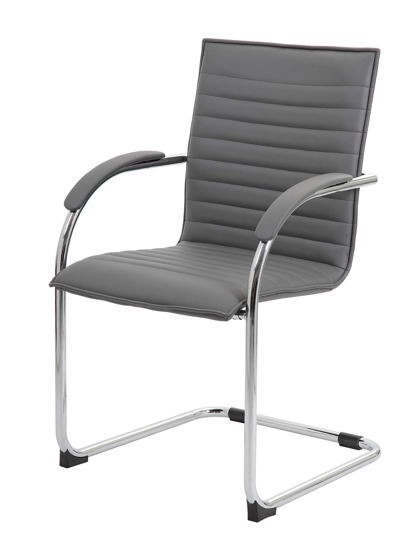 Boss Office Products Boss Chrome Frame Caressoftplus Vinyl Side Chair, (Set of 2), Gray