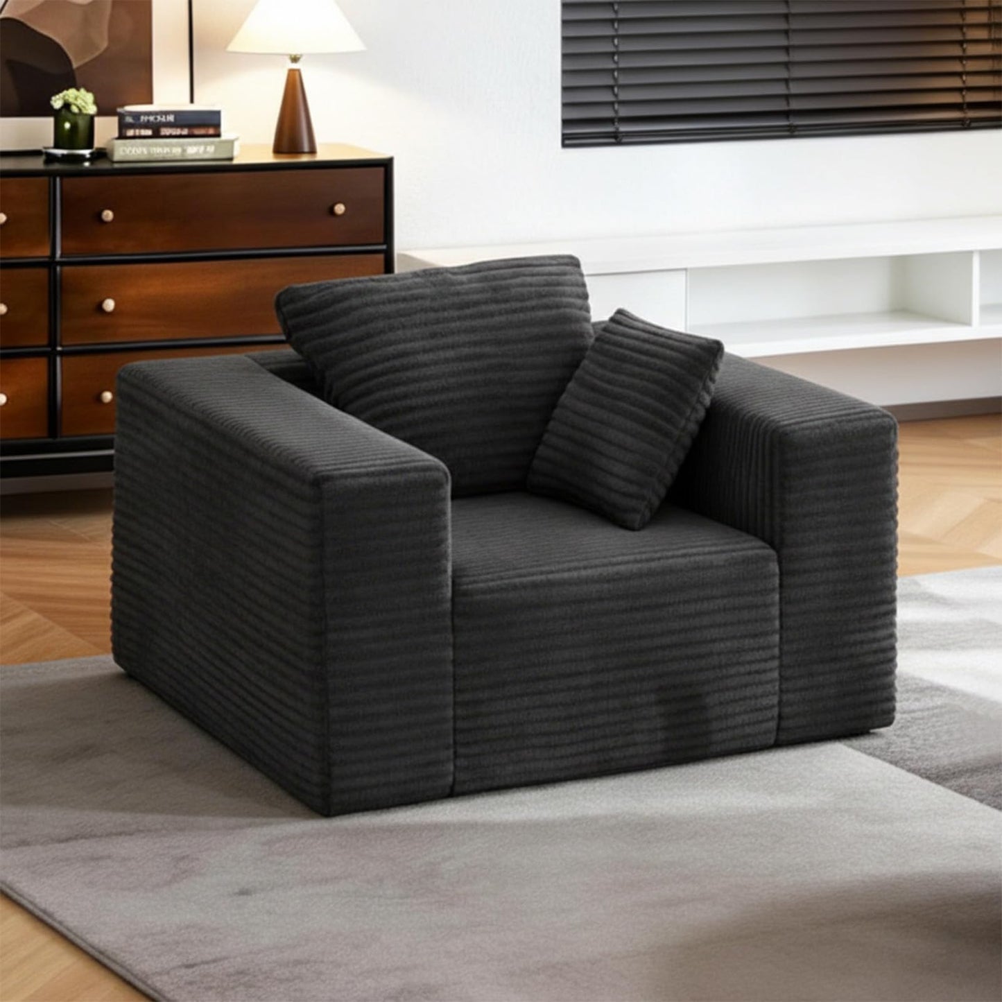 Small Boneless Sofa Chair, No Assembly Couch in a Box Memory Foam Mini Cloud Reading Chair with Throw Pillow for Living Room Bedroom Playroom