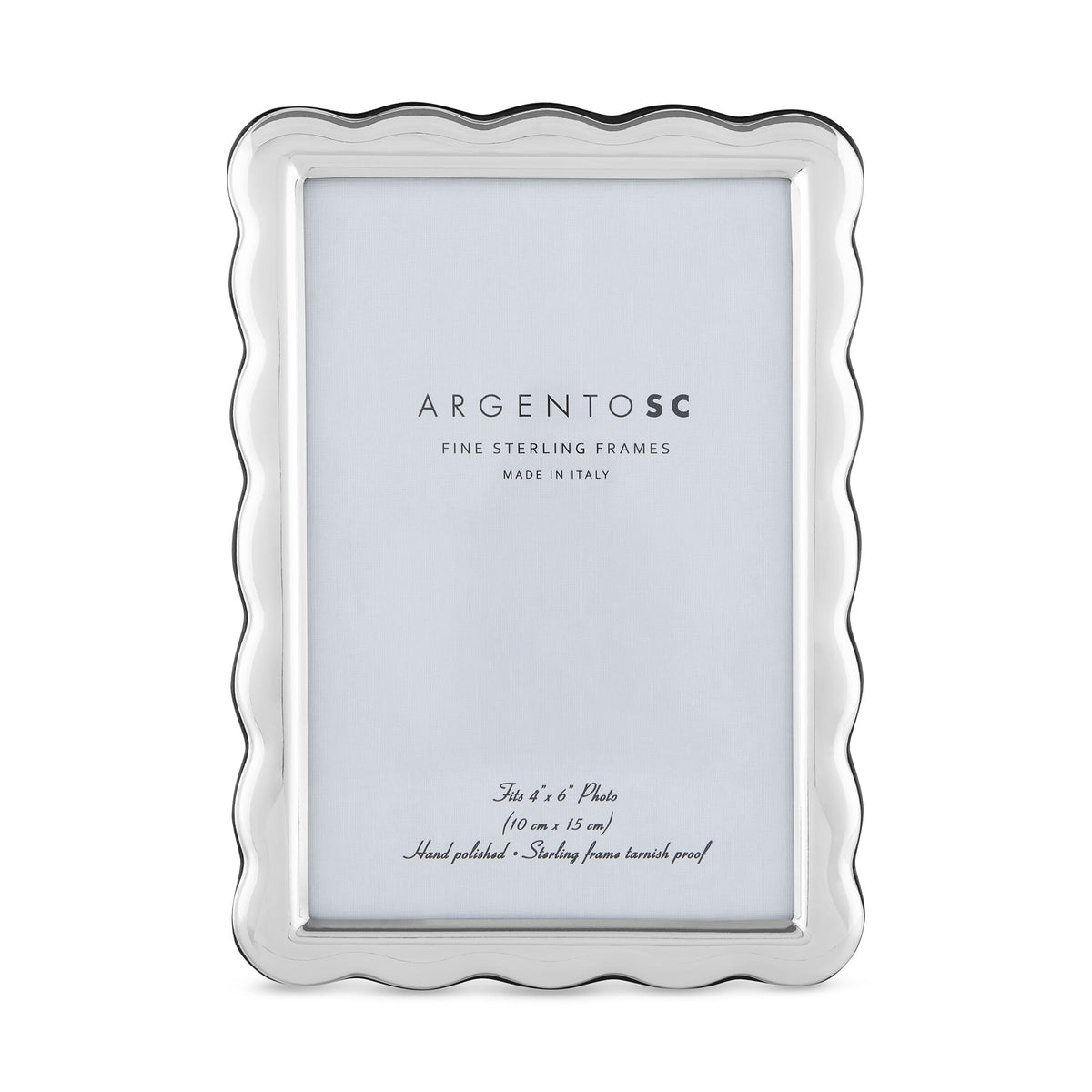 Argento SC Scalloped Sterling Silver Picture Frames - Handmade in Italy, Tarnish-free, Silver Picture Frame with Dual Easel for Portrait & Landscape Display, Exceptional Gift for Any Occasion (4 X 6)