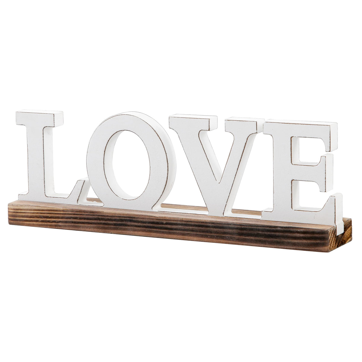 Sintosin Rustic Love Signs Decor 12", Farmhouse Wooden Love Signs for Home Decor, Distressed White Wedding Signs for Tabletop, Decorative Bedroom Signs for Valentine Thanksgiving Christmas