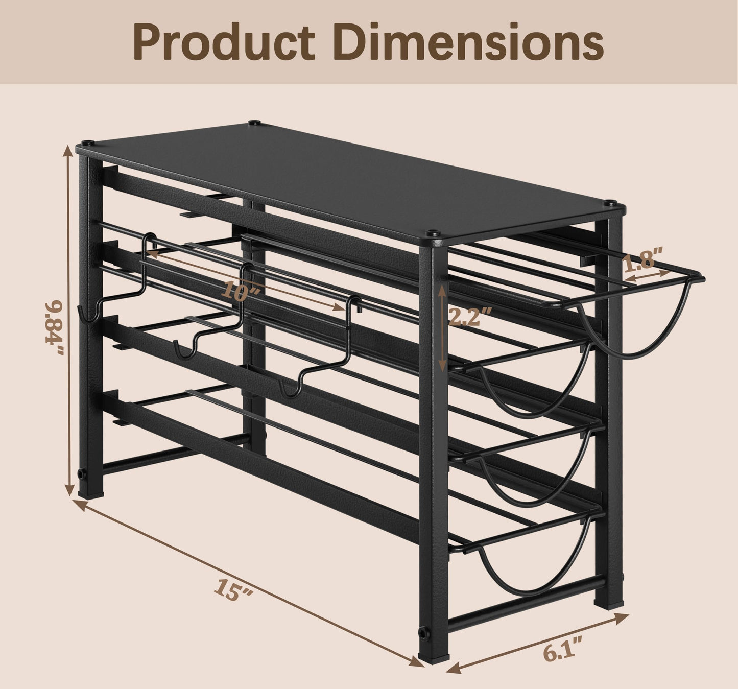 HFHOME Coffee Pod Organizer for Countertop, 4-Tier Metal Storage Drawer, Holds 56 Capsules, Coffee Station Holder for Kitchen, Office, or Home, 3 cup rack, Black
