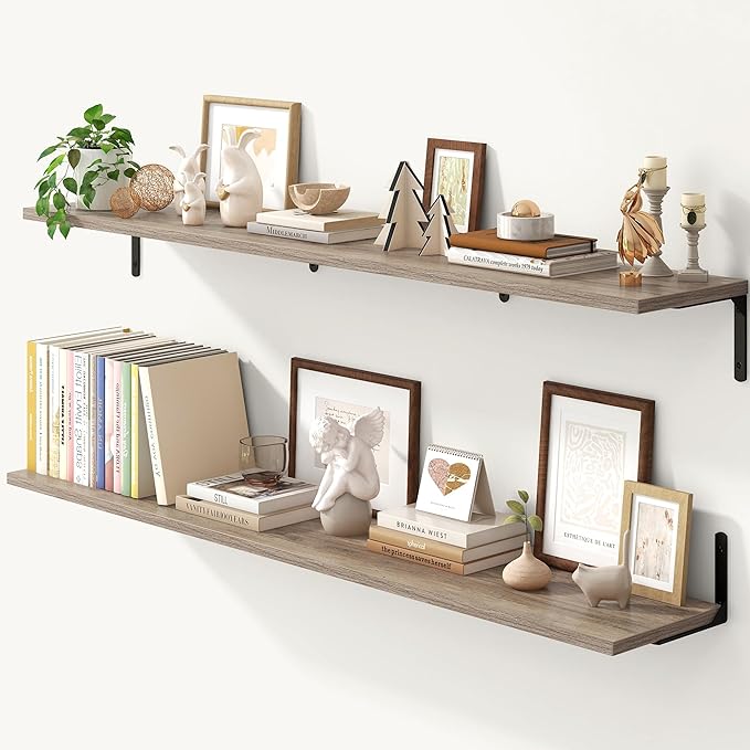 Fun Memories Deep Floating Shelves, 55W x 8D Floating Shelves Set of 2