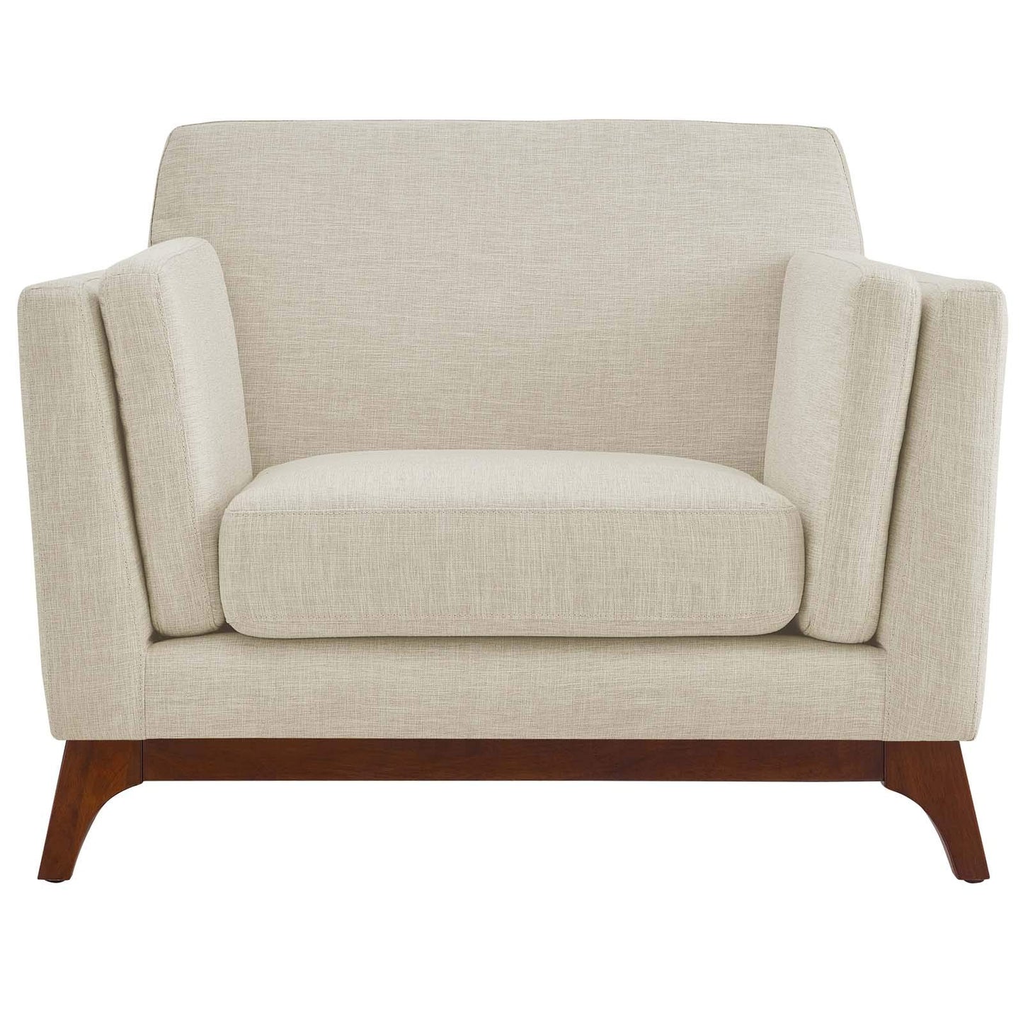 Modway Chance Mid-Century Modern Upholstered Fabric Accent Lounge Arm Chair In Beige