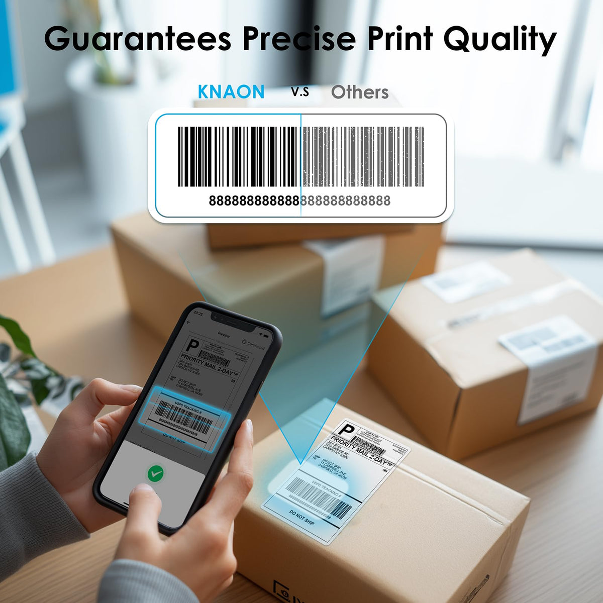 KNAON Shipping Thermal Label Printer, 4x6 Portable Label Printer, Bluetooth Label Maker for Small Business, Support iPhone,Android,Windows,Mac,Chromebook,Works with USPS, Etsy,Shopify&More, Black