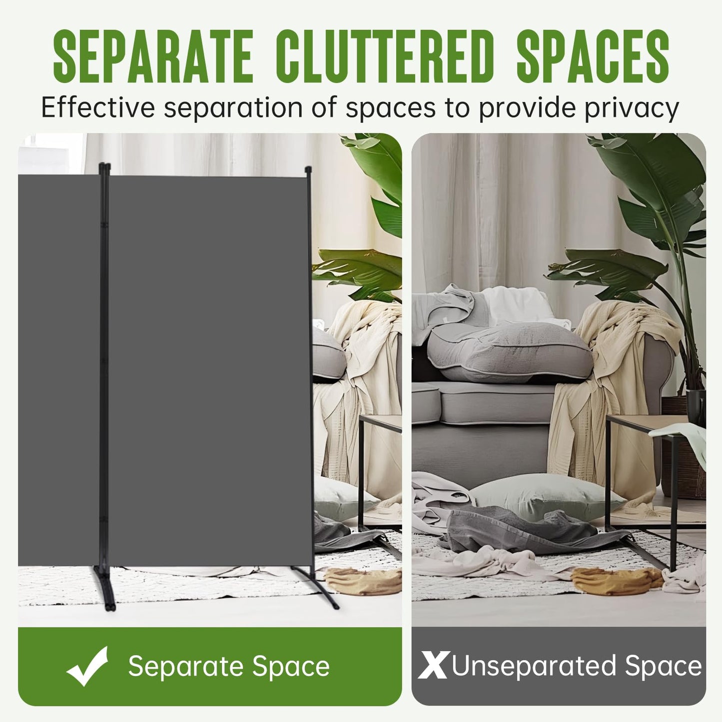 JVVMNJLK Indoor Room Divider, Portable Office Divider, Room Divider Wall Screen 3 Panel, Folding Partition Privacy Screen Walls Dividers for Room Separator 102" W x 71.3" H, Grey