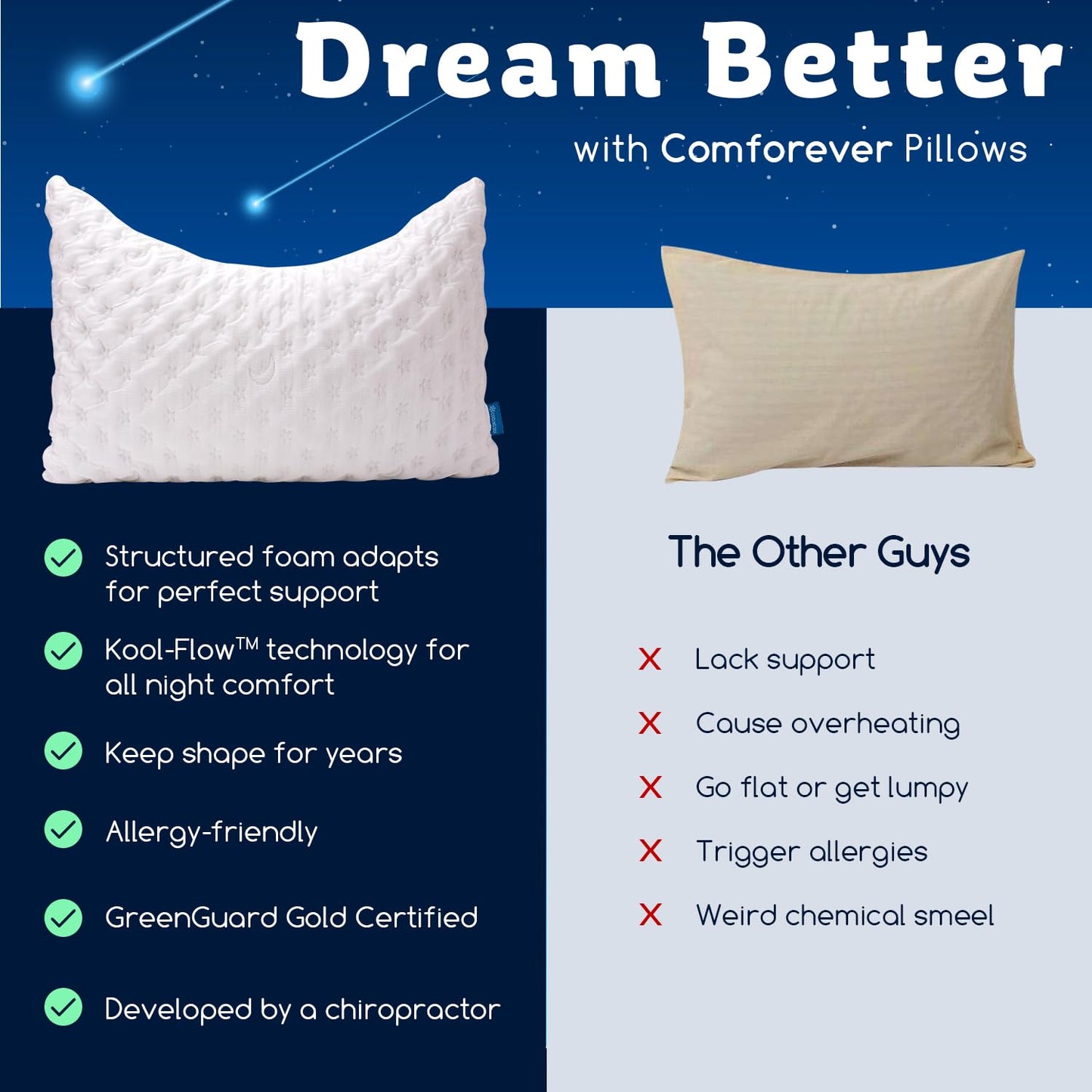 KUCEY Cooling Side Sleeper Pillow for Neck and Shoulder Pain, Luxury Shredded Memory Foam Curved Bed Pillows for Sleeping Set of 2- Adjustable King Size- Washable Cover Crescent White