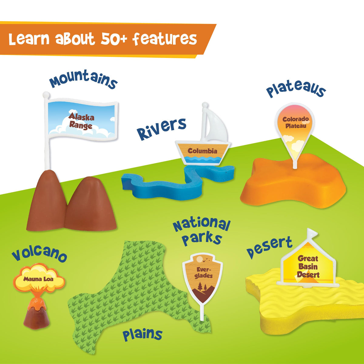 Imagimake Mapology Physical Features USA Puzzle | Mountains, National Parks, Rivers & Lakes 3D Puzzle Toys for Ages 8-13 | Educational Toys | Classroom Must-Haves | Back to School Gifts for Kids 8-12