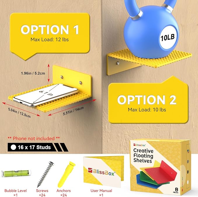 8-Pack Small Floating Shelves for Wall Compatible