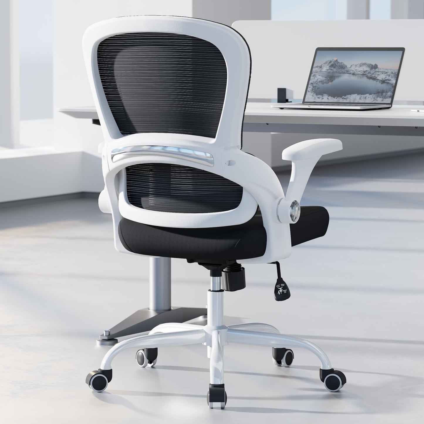 TRALT Office Chair - Ergonomic Office Chair with Back Support, Home Office Desk Chairs, 330lbs Wide Seat Big and Tall Office Chairs, Comfy Desk Chair for Work, Study, Office, Gaming (White Black)