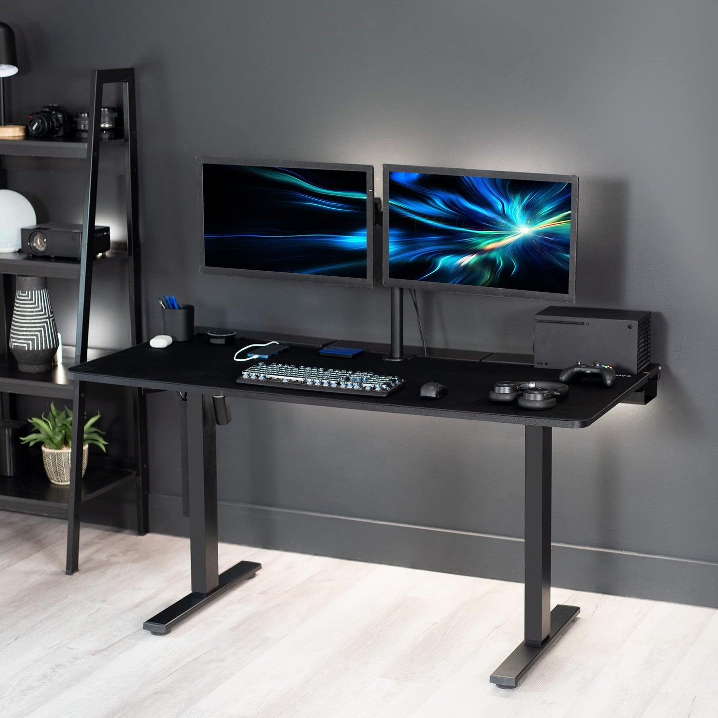 VIVO Universal 60 x 30 inch Table Top with Built-in Concealed Cable Trays for Standard and Sit to Stand Height Adjustable Home and Office Desk Frames, Full Size Mouse Pad, Black Desktop, Desk-TOP3