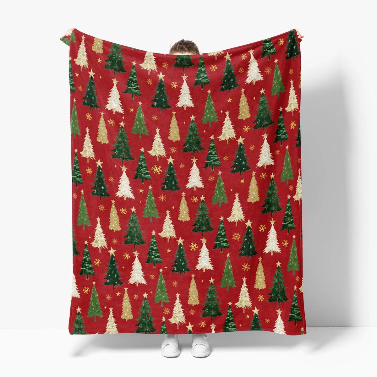 Horaldaily Christmas Flannel Blanket Throw, Christmas Red Tree Soft Fuzzy Plush Cozy Fleece Blankets for Couch Sofa Bed Lounging, Ideal Gifts for Kids Adults Wife Self, 50x60