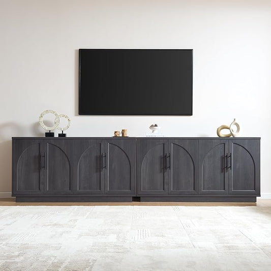 Fatmok 59" Sideboard Buffet Cabinet & TV Stand Set of 2, Modern Arched Credenza