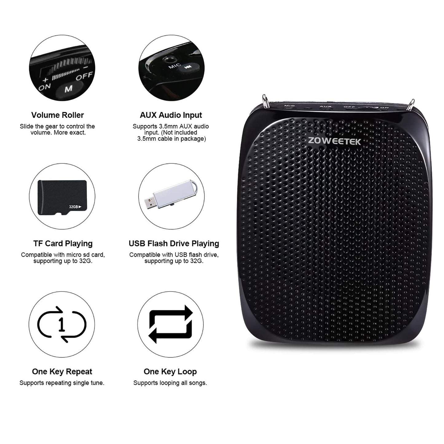 ZOWEETEK Original Voice Amplifier for Teachers with 2 Microphones, Wireless Voice Amplifier Microphone Headset, Portable Speaker Megaphone for Classroom, Training, Teaching, Yoga, Meeting, Speech