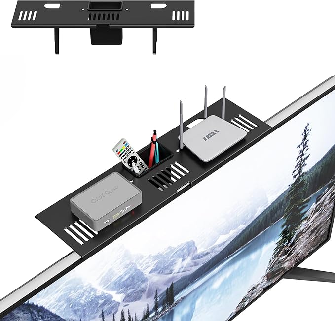 CABTE Adjustable Steel TV Top Shelf, Floating TV Stand, Universal Monitor Shelf