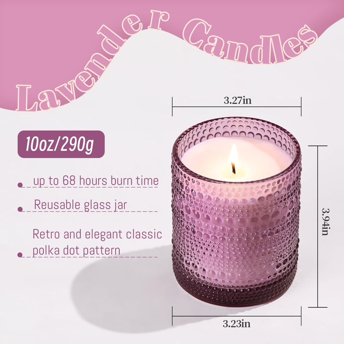 DARJEN Lavender Candles for Home- 10oz 68H Natural Soy Wax Aromatherapy Jar Candle with Strong Scent, Decorative Aesthetic Candles for Relax, Bedside, Laundry Room, Luxury Gift for Women