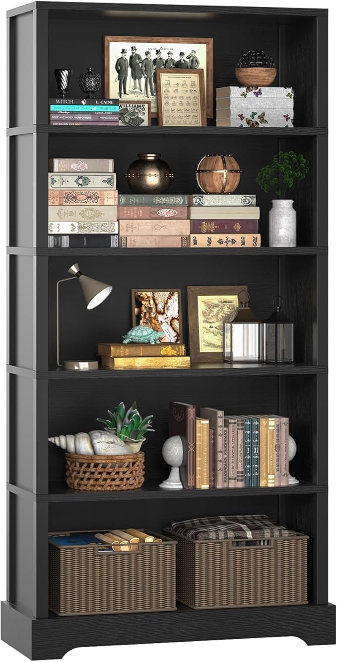 TVU 5-Tier Wooden Bookshelf, 31.5" W Standing Book Shelf