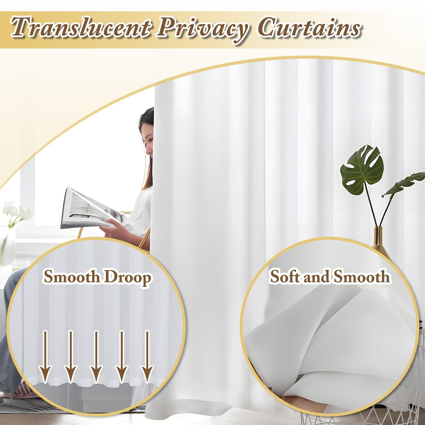 Privacy Partition Curtains,U Shaped Rod with Flat Hook Inherent,U-Shape Portable Panel Room Divider for Fitting Room Beauty Salon Bedroom Hospital SPA, 6.56ft