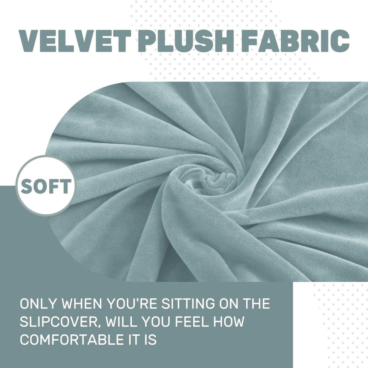 MAXIJIN Velvet Stretch Cushion Cover Fitted Couch Cushion Slipcovers 1 Pack Arm Chair Seat Cushion Cover for Individual Cushion Sofa Chair with Elastic Bottom (Chair Cushion, Dusty Blue)