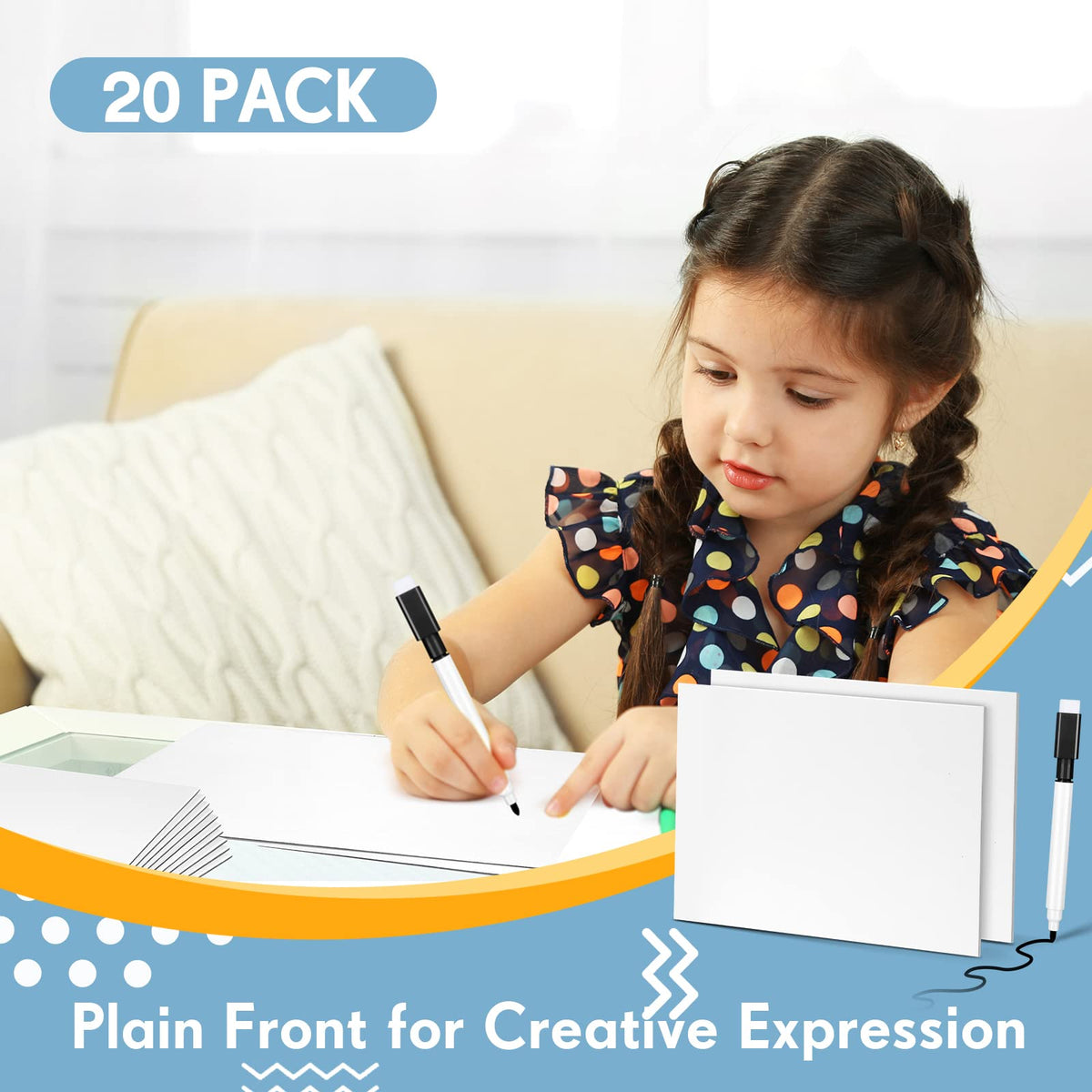 Ctosree 20 Sets Dry Erase Board for Kids 11 x 8 Inch Double Sided Small White Board and Dry Erase Markers with Eraser Cap Mini Student Whiteboard for Classroom Teacher