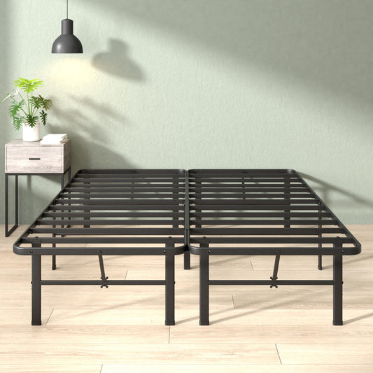 Zinus Rumi 14in Queen Metal Bed Frame, Quick Assembly SmartBase® Mattress Foundation, Heavy Duty Sturdy Steel with No Box Spring Needed, Eco-Friendly Packaging, Black