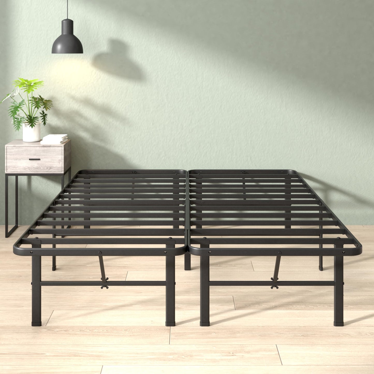 Zinus Rumi 14in Full Metal Bed Frame, Quick Assembly SmartBase® Mattress Foundation, Heavy Duty Sturdy Steel with No Box Spring Needed, Eco-Friendly Packaging, Black