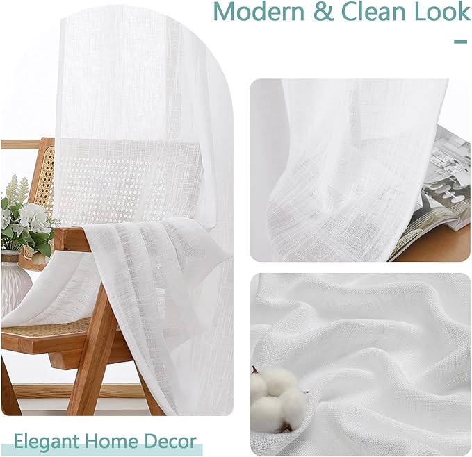 Chyhomenyc Semi Sheer Curtains 84 Inches Long 2 Panels Set, Light Filtering