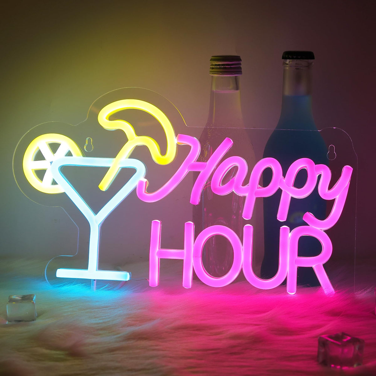 Attivolife Cocktail Happy Hour Neon Sign, Bright LED Lights with USB Powered, Light up Wall Decor for Bedroom, Man Cave, Unique Business Lamp for Club, Store, Party, Bistro, Birthday Christmas Gifts