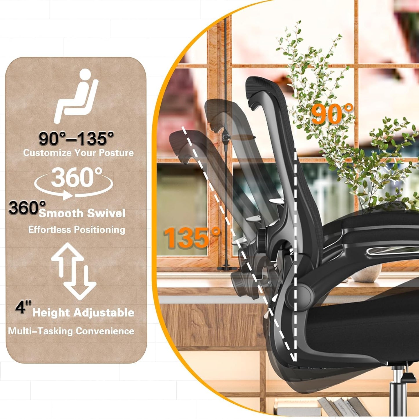 Zeonsit Ergonomic Office Chair - High Back Desk Chair with Adjustable Lumbar Support, Breathable Mesh Back, 330LBS Capacity, Easy Assembly, for Home Office Executive Computer Task