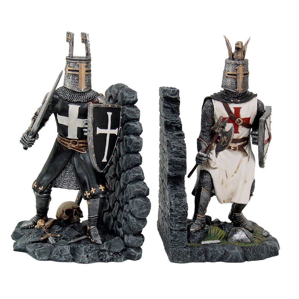 Pacific Giftware Decorative Crusader Knights in Full Armor Bookends Set Collectible Figurine 7.5 Inch Tall