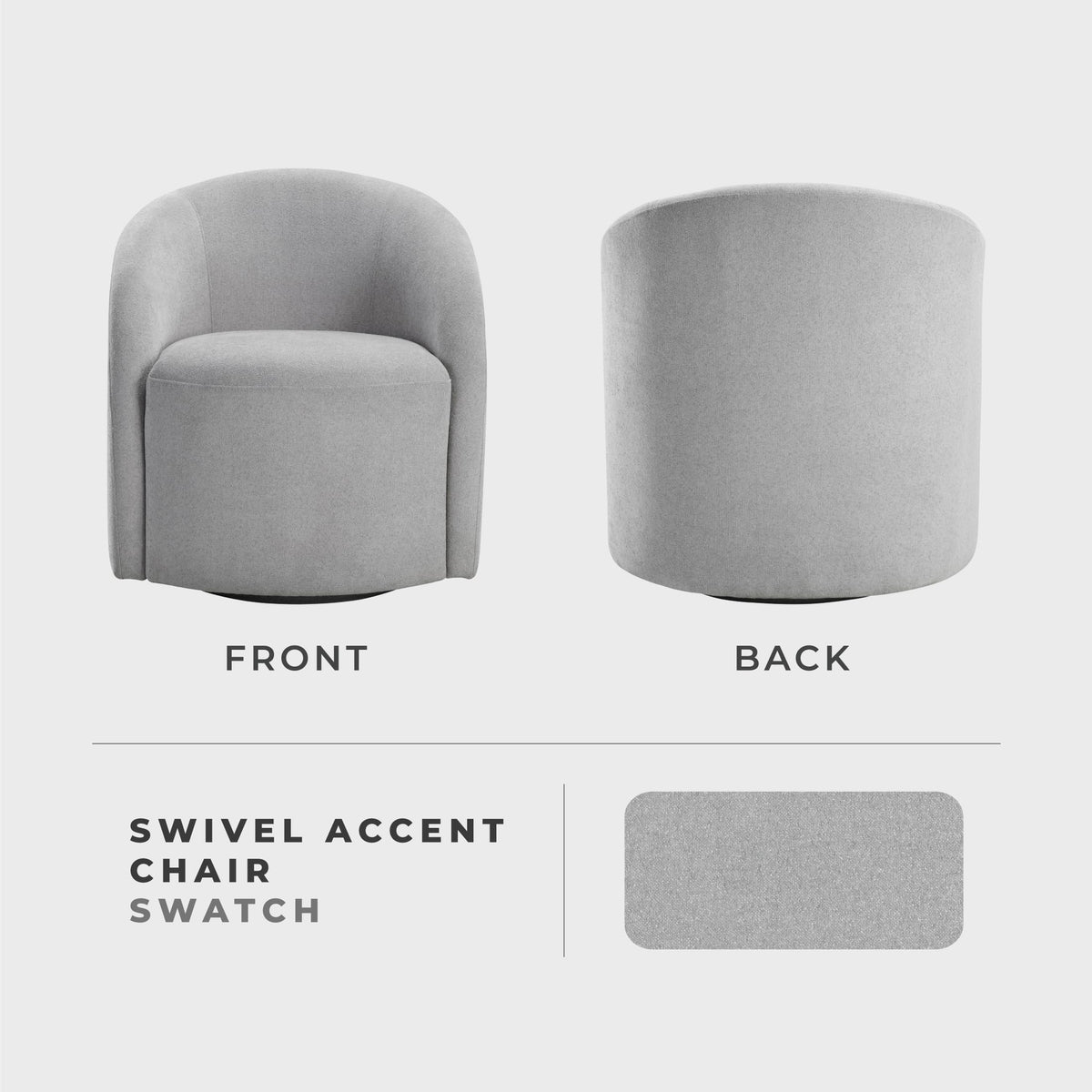 Lexicon 360 Degree Swivel Accent Chair, Boucle Fabric Arm Chair with Metal Swivel Base and Sloped Arms for Living Room/Bedroom/Office, Light Gray