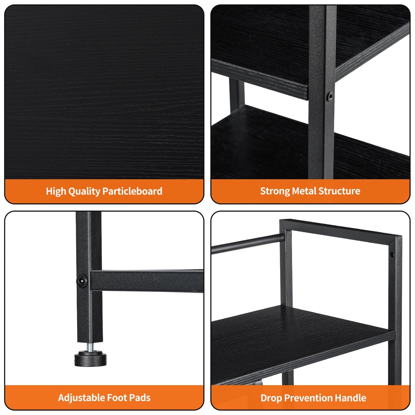 Snughome Desk Shelf, 38.6" Desk Hutch for Computer Monitor, Desktop Organizer Shelf, 4 Tier Desk Display Rack, Wood Desktop Bookshelf Storage Rack for Home Office Dorm, Black