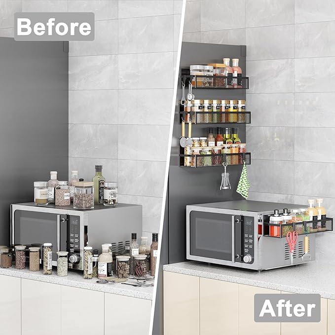 Aufworld Magnetic Spice Rack for Refrigerator, 5 Pack Magnetic Shelf, Moveable
