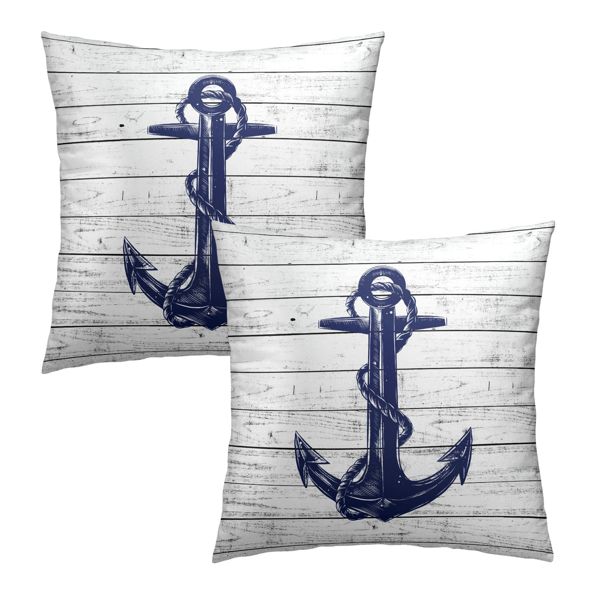 Imiss Navy Blue Anchor Throw Pillow Covers 18 X 18 Inch Nautical Pillow Cover Set of 2 Soft Cotton Home Decorative Double Sided Cushion Covers for Outdoor Sofa Bedroom Car