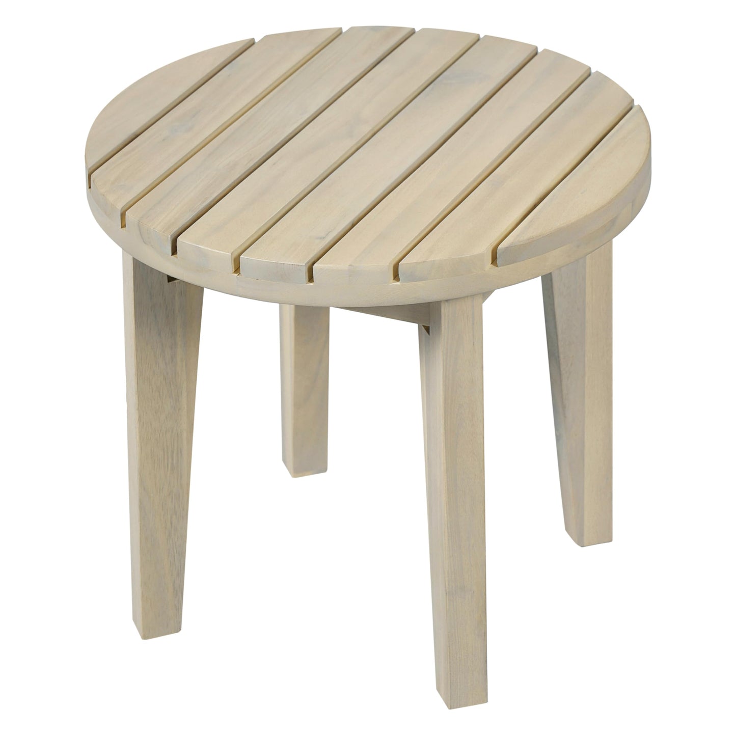 Christopher Knight Home Parker Acacia Wood Outdoor Coffee Table, Small Side Table for Patio Furniture Set, Solid Wood Round End Table for Patio/Deck/Garden, Light White