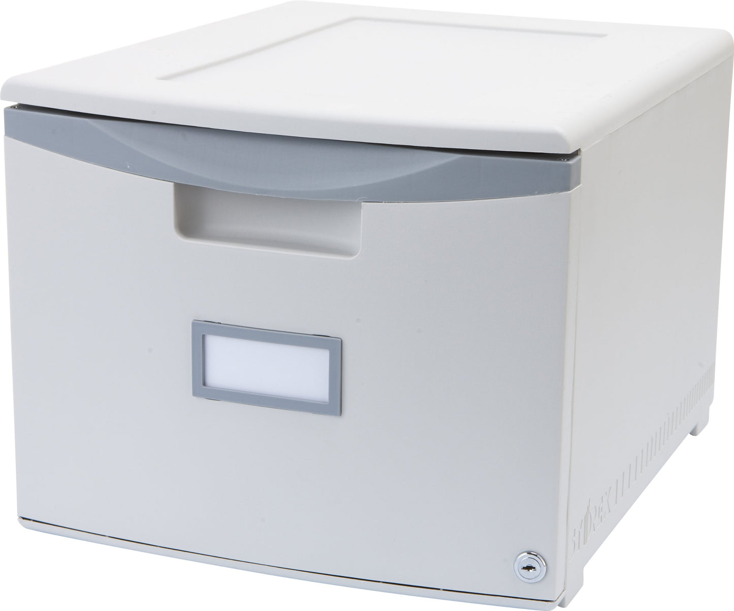 Storex Plastic One-Drawer File Cabinet – Locking Document Organizer for Home and Office, Gray, 1-Pack (61261A01C)