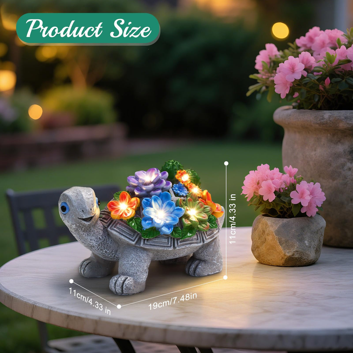 Linkax Solar Garden Decor for Outside Yard Decoration Outdoor Home Patio, House Warming Gifts New Home, Birthday Gifts for Women Mom Grandma, Turtle Statues with Succulent and 7 LED Lights